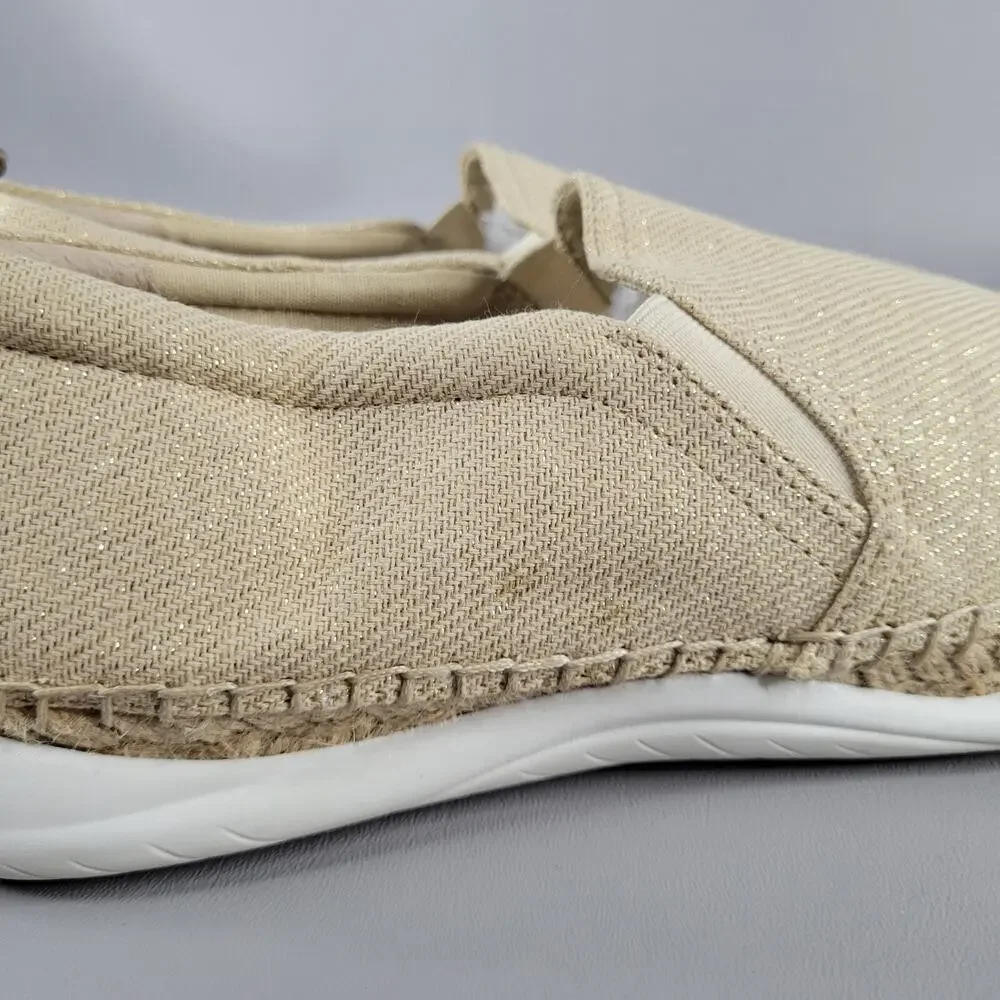 Sam Edelman Womens Kassie Espadrille Slip On Flats Size 10 M Beige Metallic